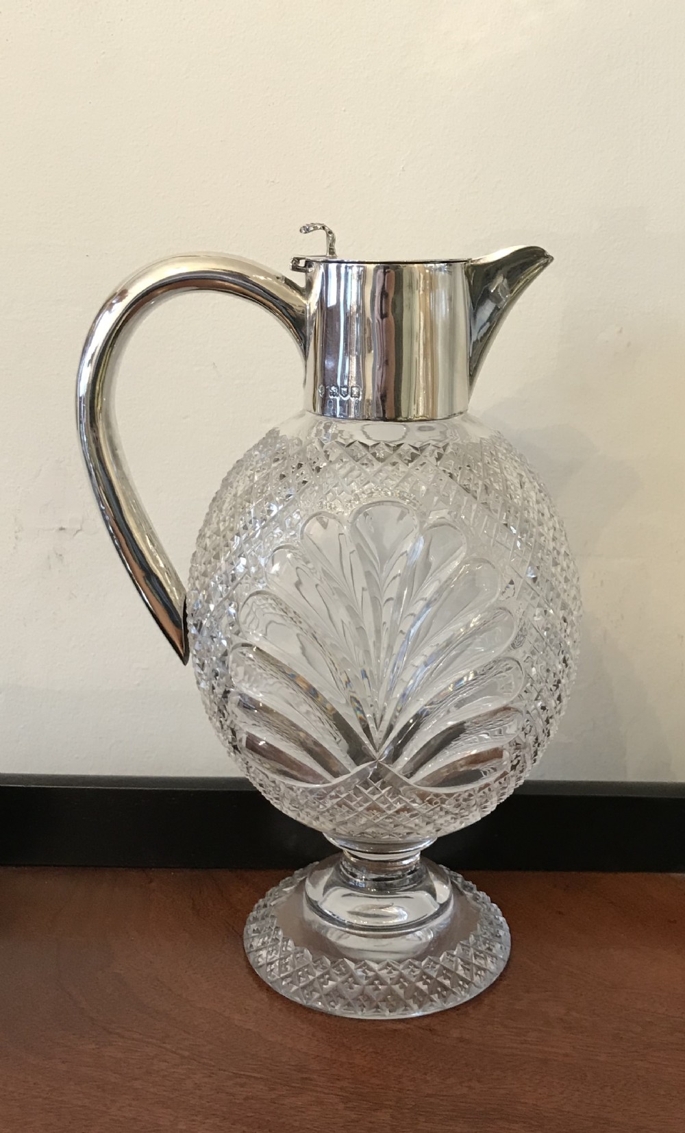 Impressive Edwardian Solid Silver & Glass Claret Jug