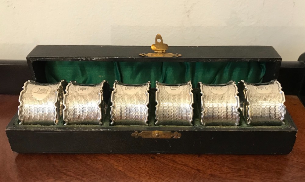 Good Set of Six George V Solid Silver Napkin Rings