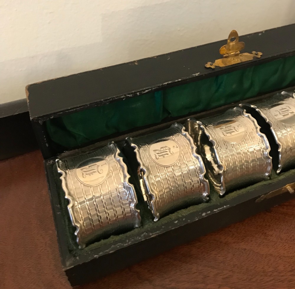 Good Set of Six George V Solid Silver Napkin Rings View II