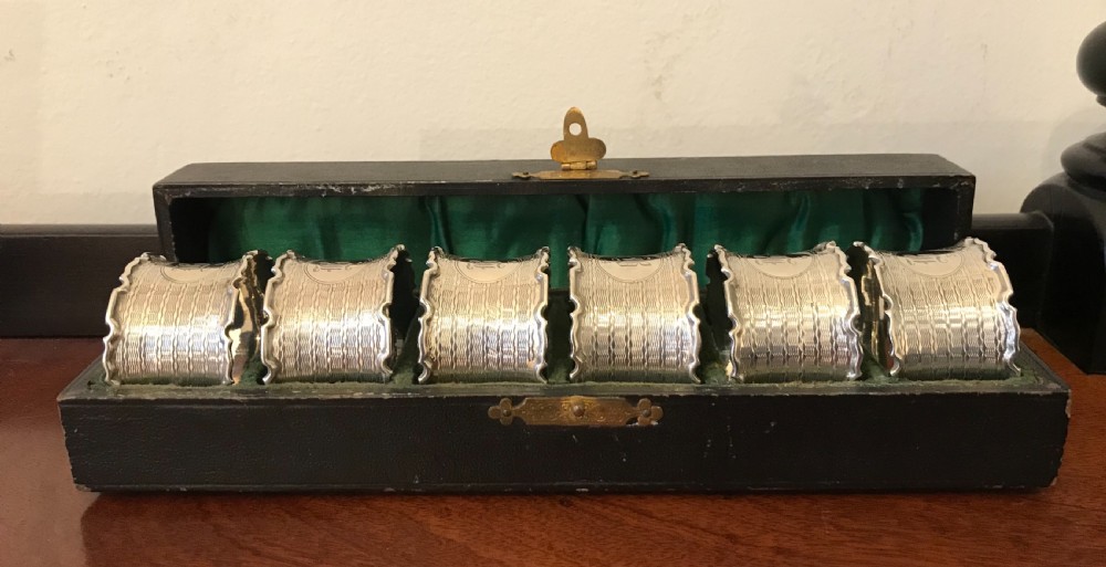 Good Set of Six George V Solid Silver Napkin Rings View III