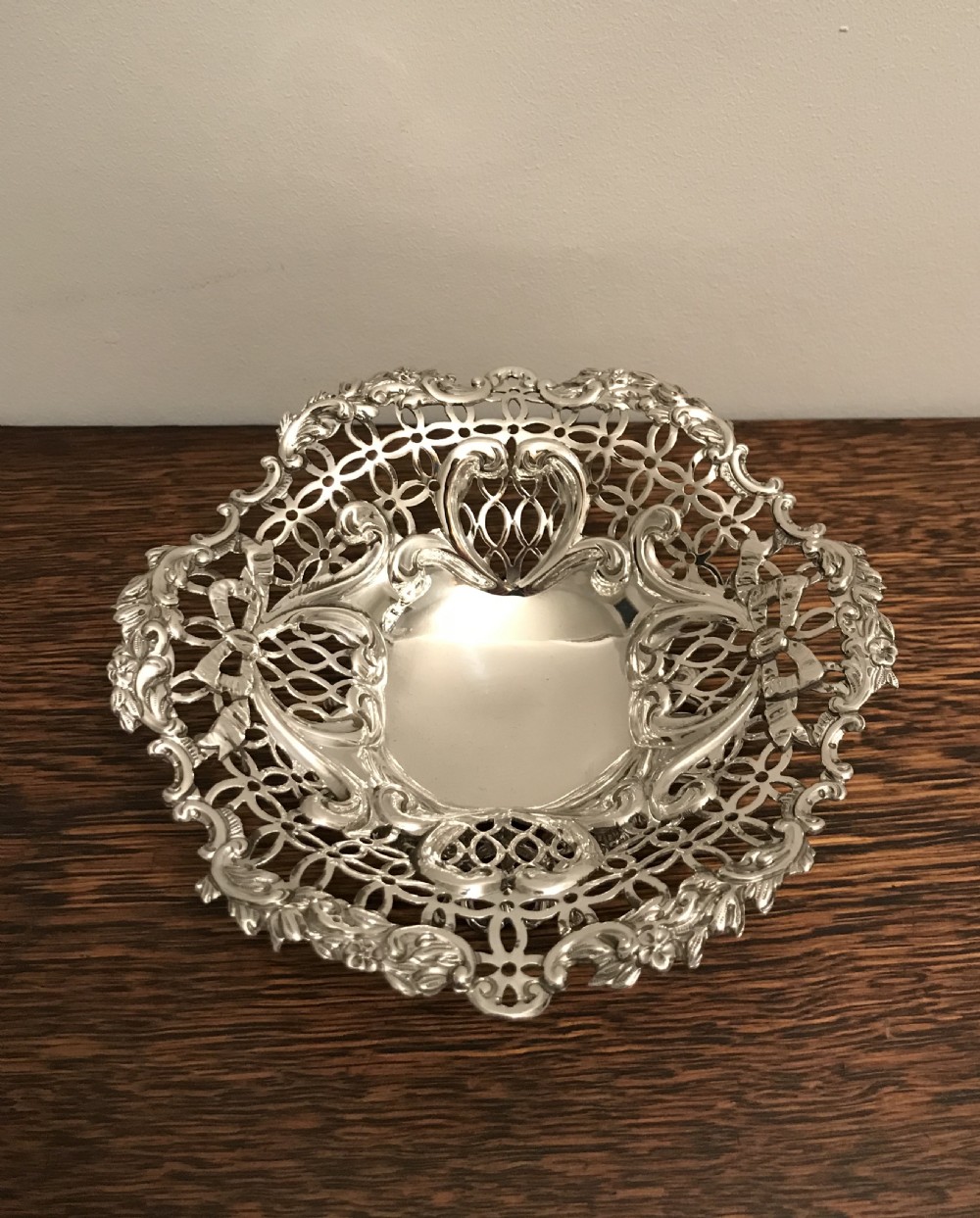 Quality Silver Bon Bon dish by William Comyns View II