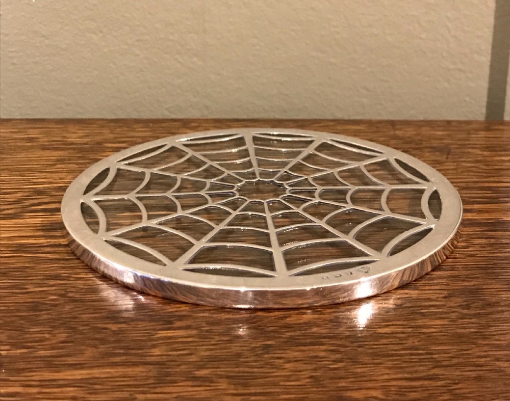 Unusual George V Silver Trivet, Spiders Web  View III