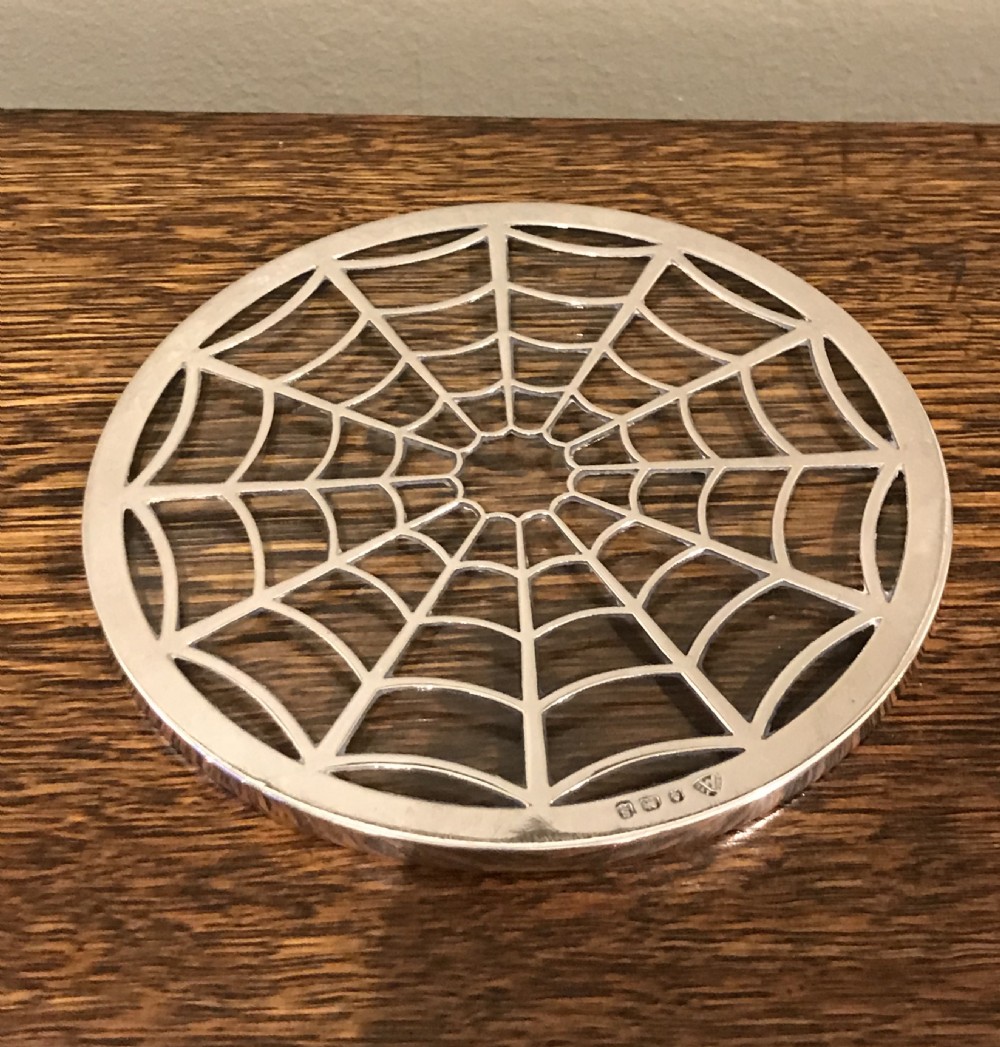 Unusual George V Silver Trivet, Spiders Web  View IV