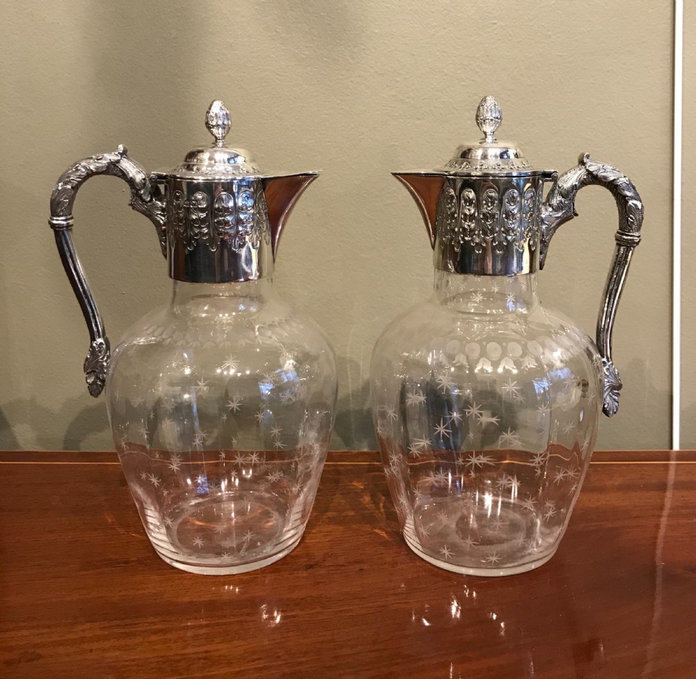 A Superb Pair of Victorian Silver Claret Jugs by Mappin & Webb 