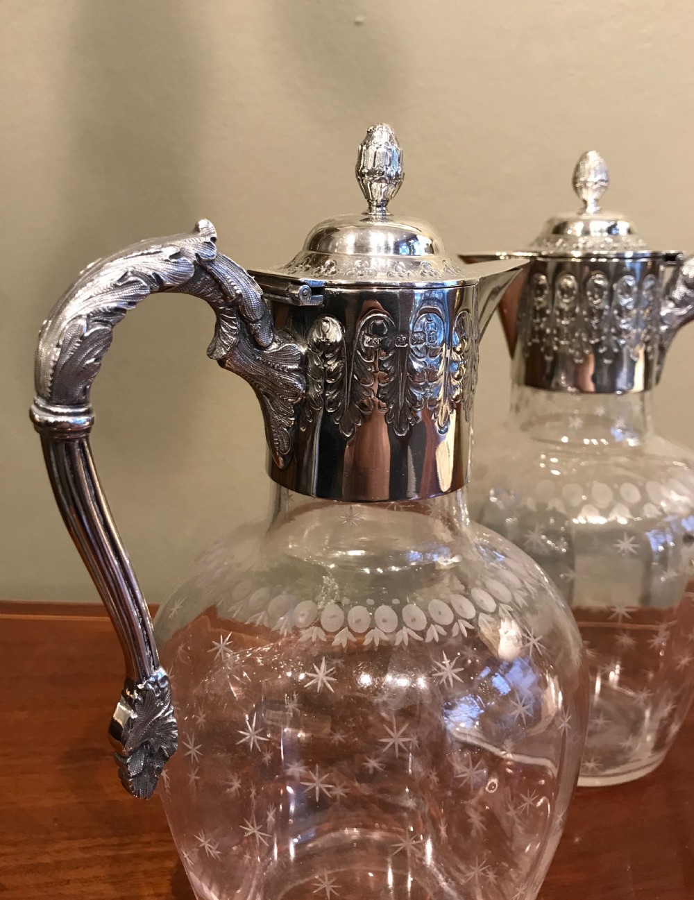 A Superb Pair of Victorian Silver Claret Jugs by Mappin & Webb  View II