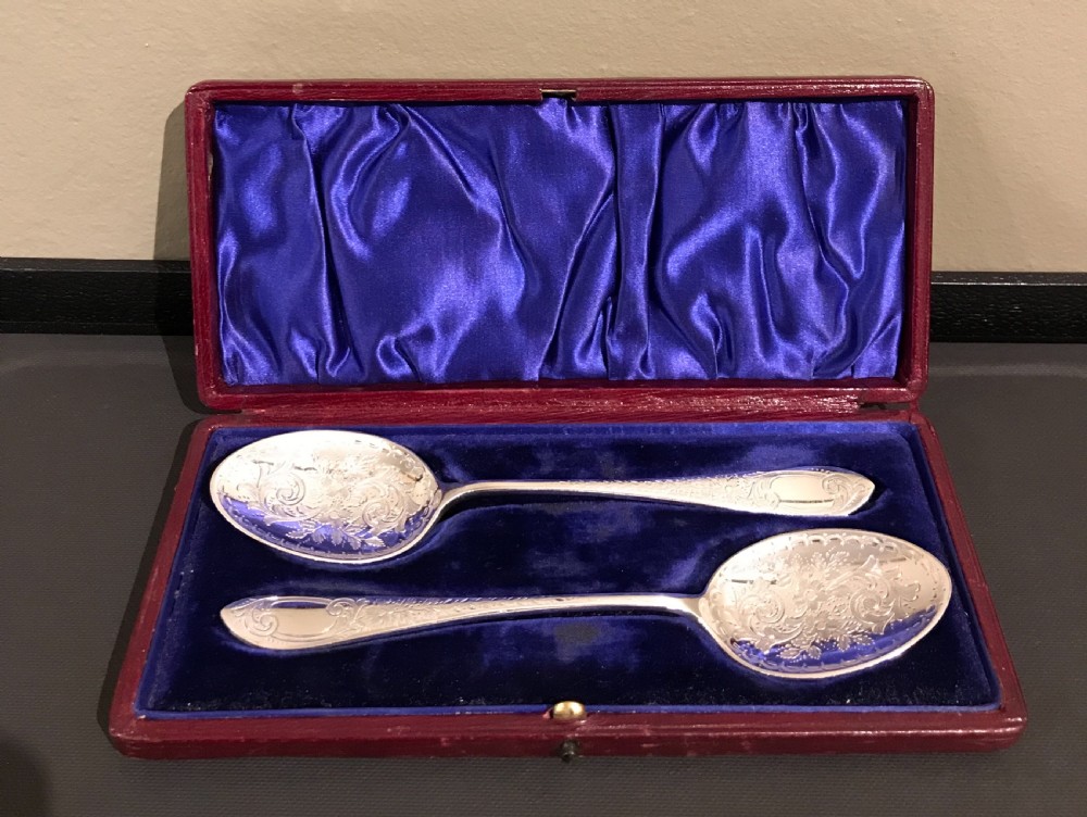 Super Pair of Edwardian Silver Spoons, 1908