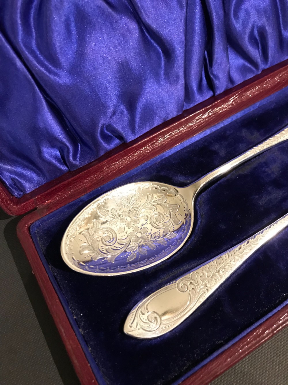 Super Pair of Edwardian Silver Spoons, 1908 View IV