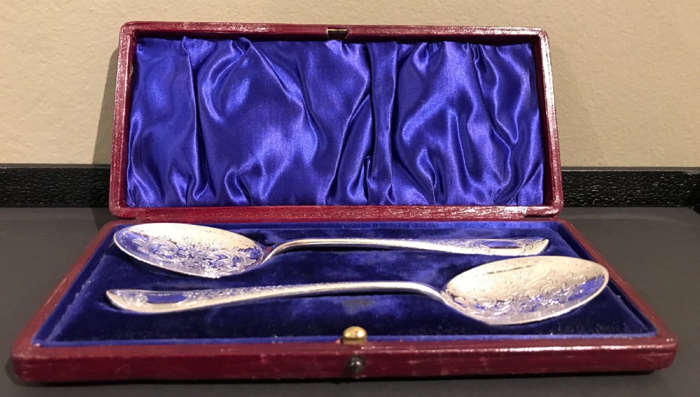 Super Pair of Edwardian Silver Spoons, 1908 View V
