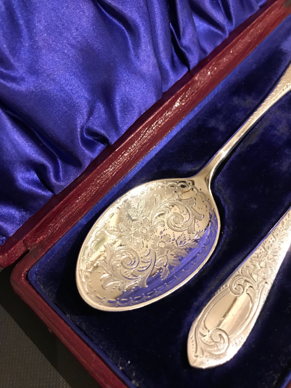 Super Pair of Edwardian Silver Spoons, 1908 View VI
