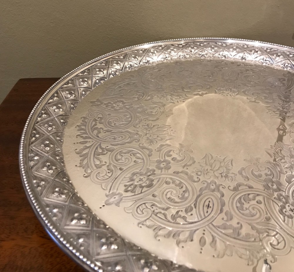 Large and Impressive Victorian Silver Tray View II