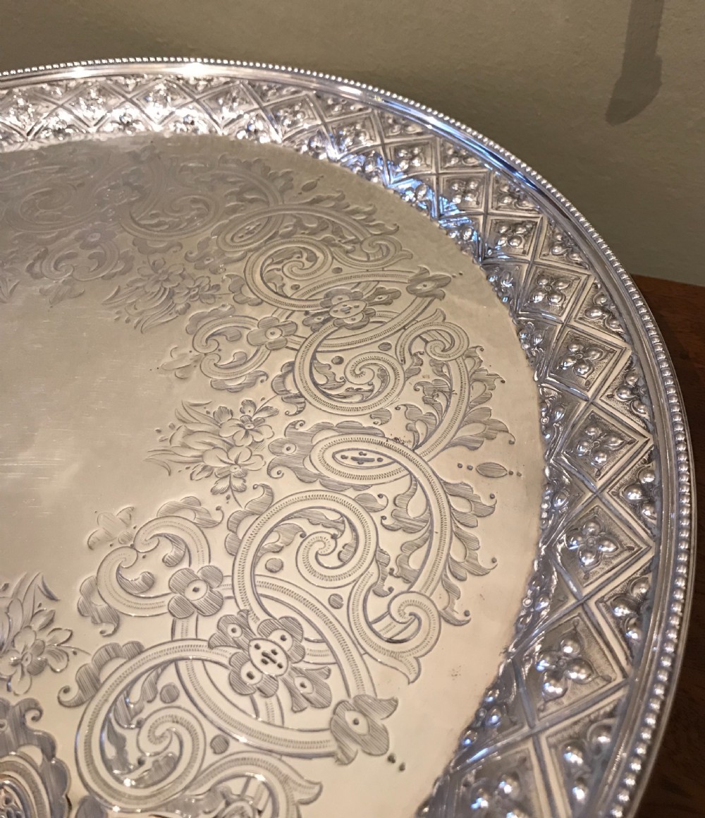 Large and Impressive Victorian Silver Tray View IV