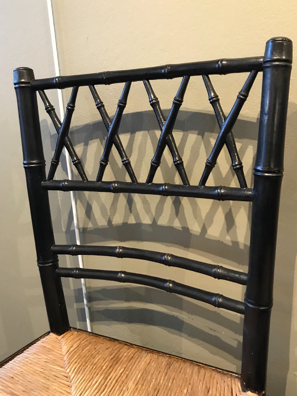 Super Pair of Ebonised Imitation Bamboo Chairs  View V