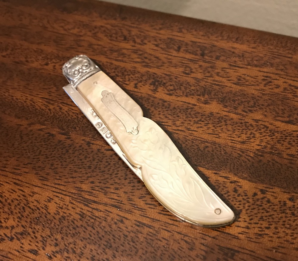Victorian Silver & Mother of Pearl Fruit Knife, 1853