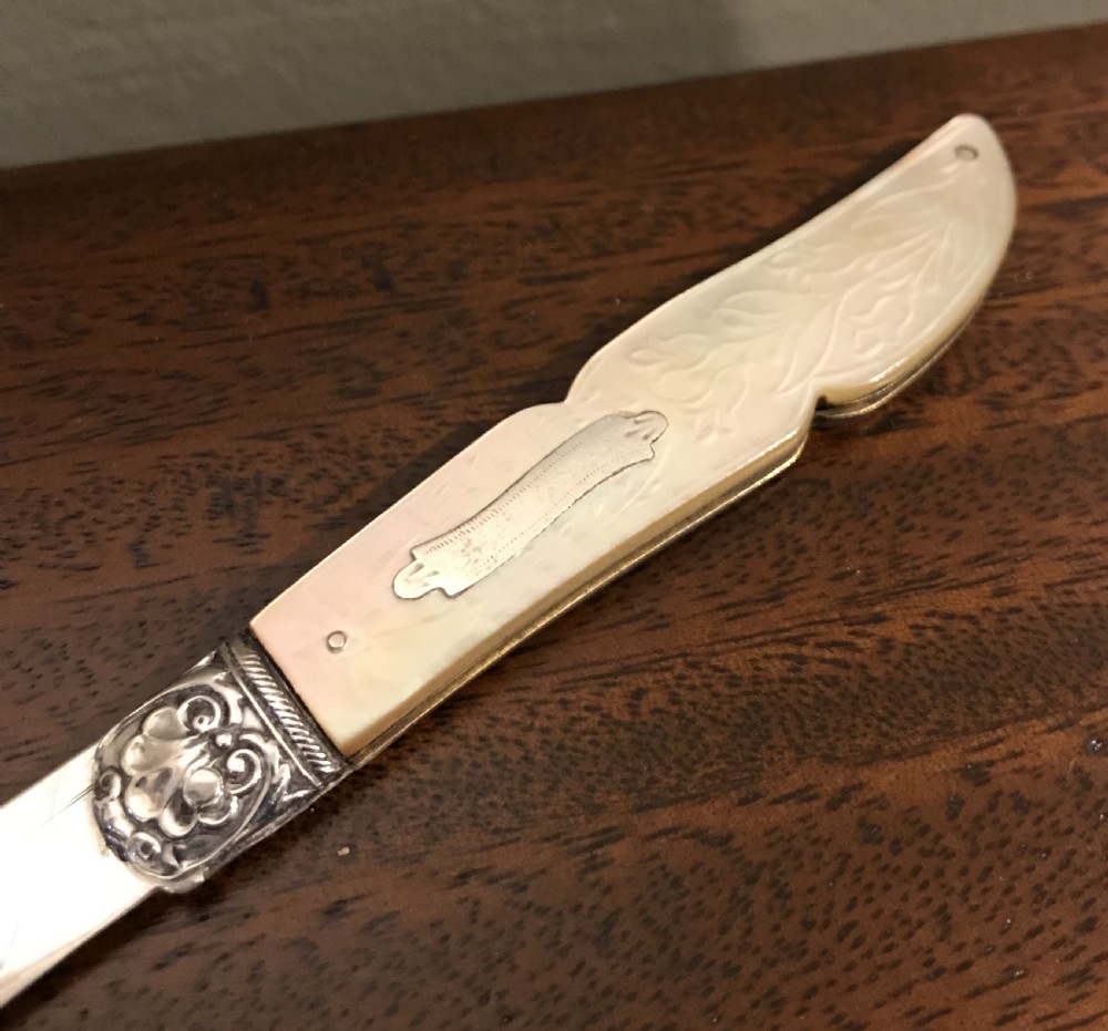 Victorian Silver & Mother of Pearl Fruit Knife, 1853 View V