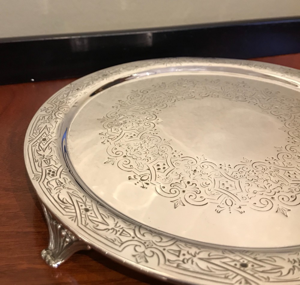 Stunning Victorian Silver Salver View V