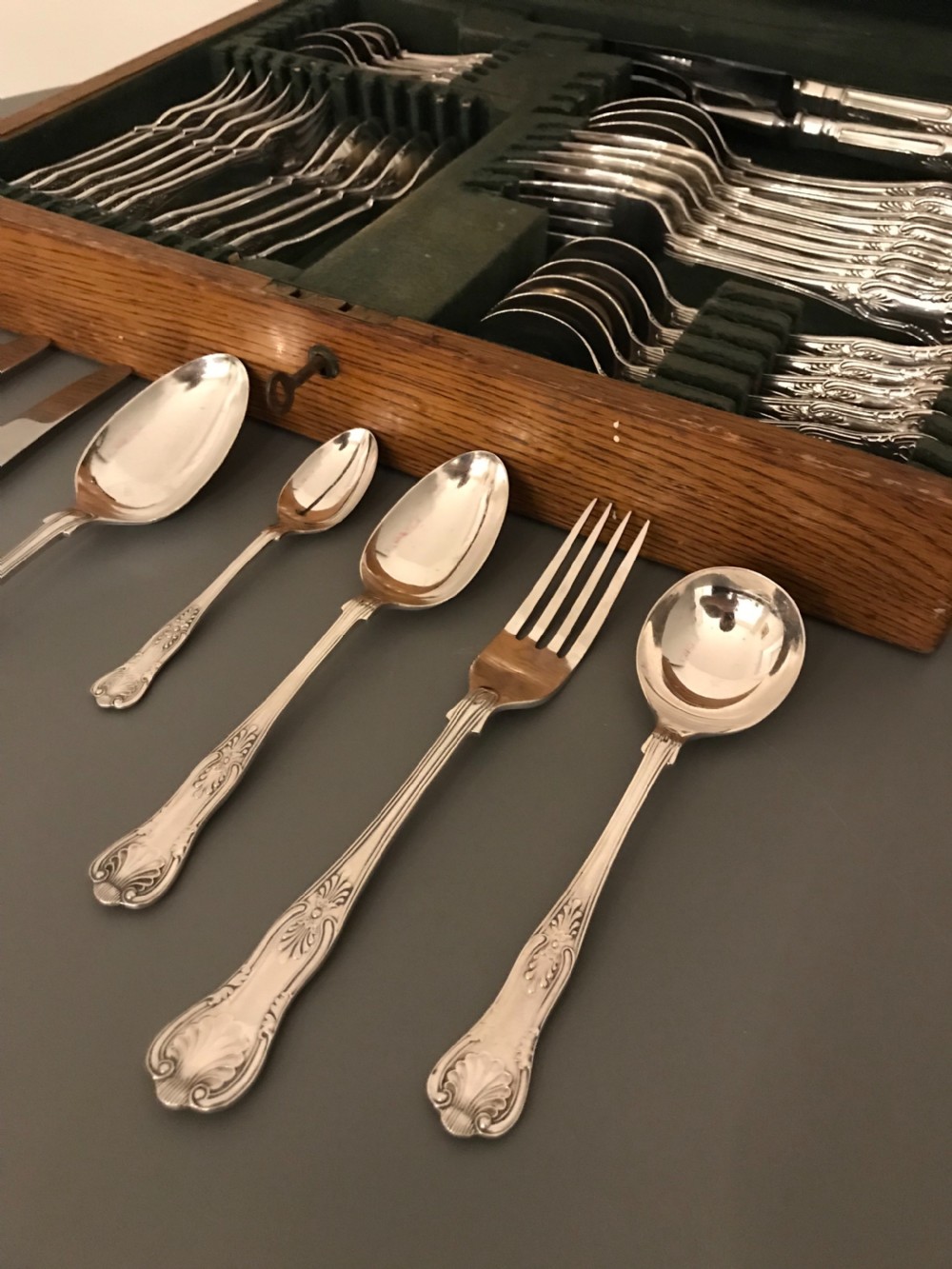 Solid Silver Canteen of Cutlery for Six, 2160 grams  View VII