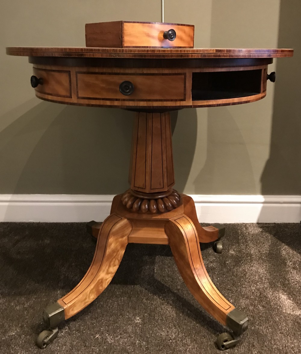 George IV satinwood drum table View V
