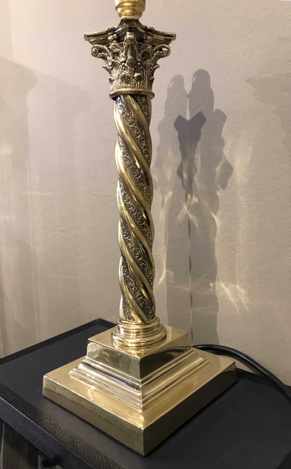 Victorian Brass Corinthian Table Lamp (1 of 2)