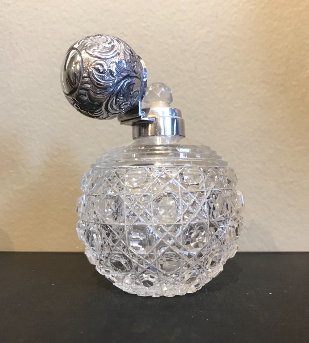 Edwardian Silver & Cut Glass Scent Bottle View IV
