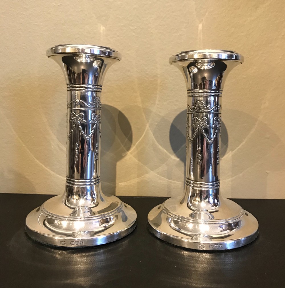Pair of Edwardian Solid Silver Candlesticks, Chester