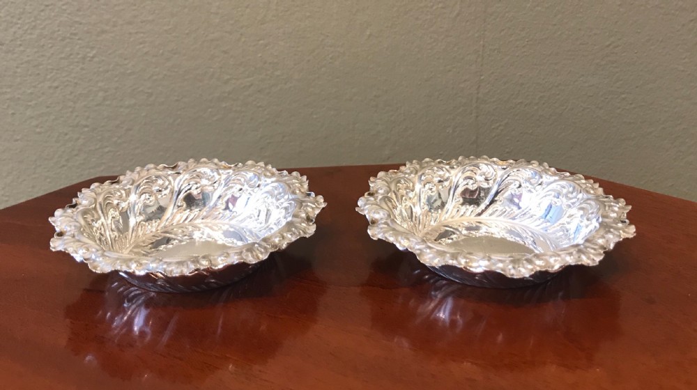 Pretty Pair of Edwardian Silver Bon Bon Dishes