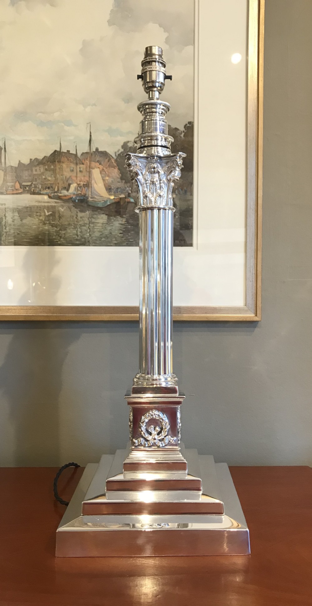 Large Victorian Silver Plated Lamp by J Hinks