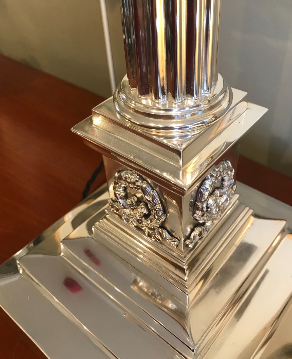Large Victorian Silver Plated Lamp by J Hinks View VII