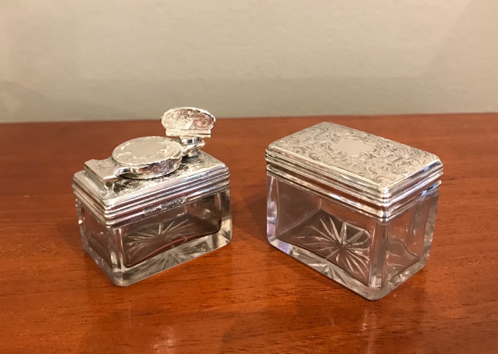 Rare Early Victorian Solid Silver Travelling Inkwell and Nib Box View II