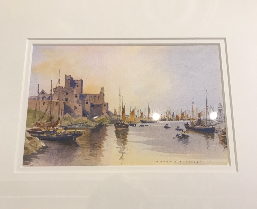 John Hobson Nicholson Watercolour, Peel Castle, Isle of Man  View V
