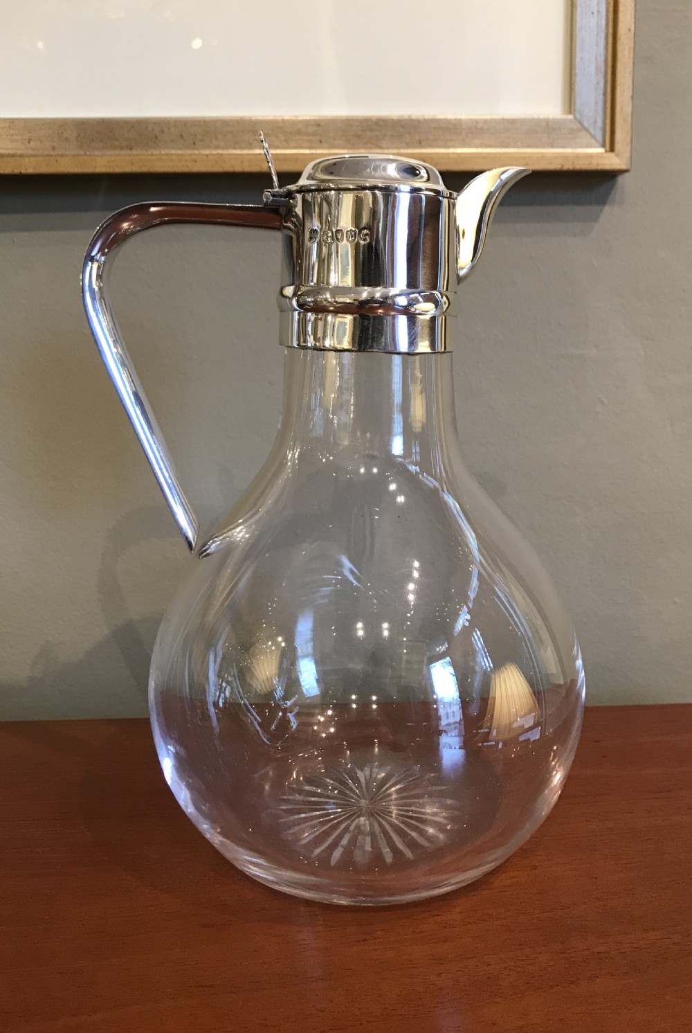 Victorian Solid Silver & Glass Claret Jug, 1887