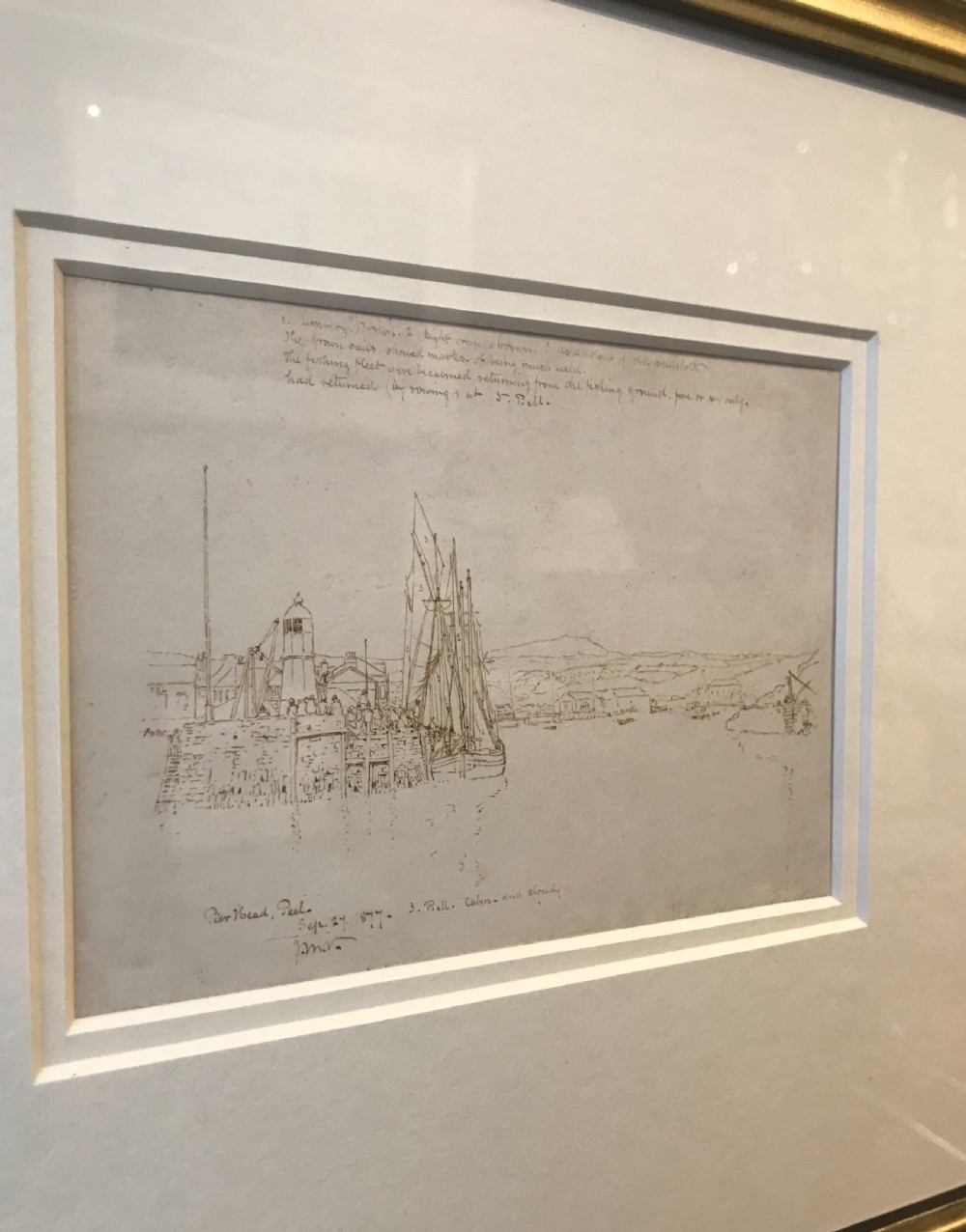 Very Rare John Miller Nicholson Pen & Ink Drawing Study, Isle of man  View II
