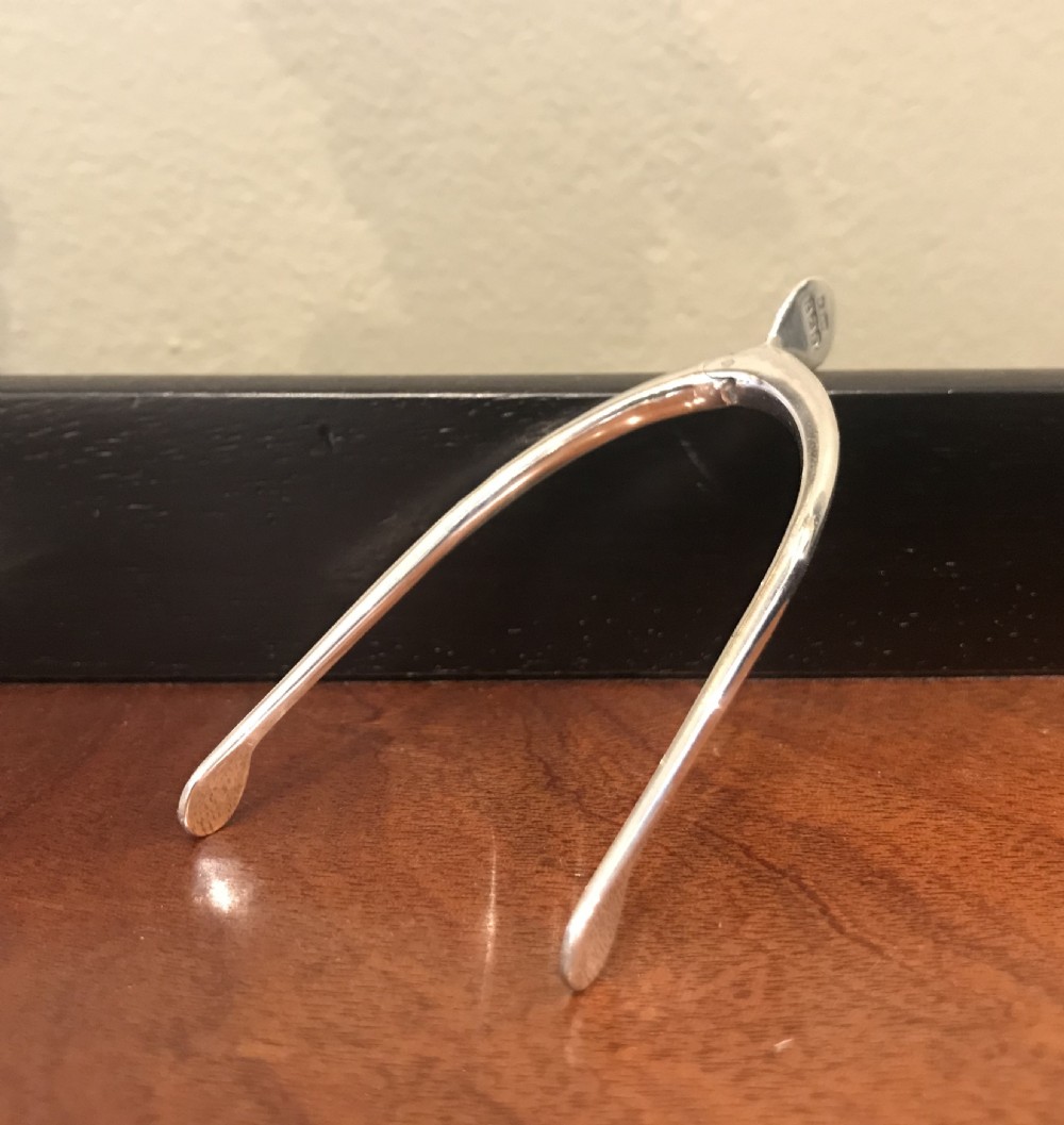 Pair of Wishbone Silver Sugar Tongs View II
