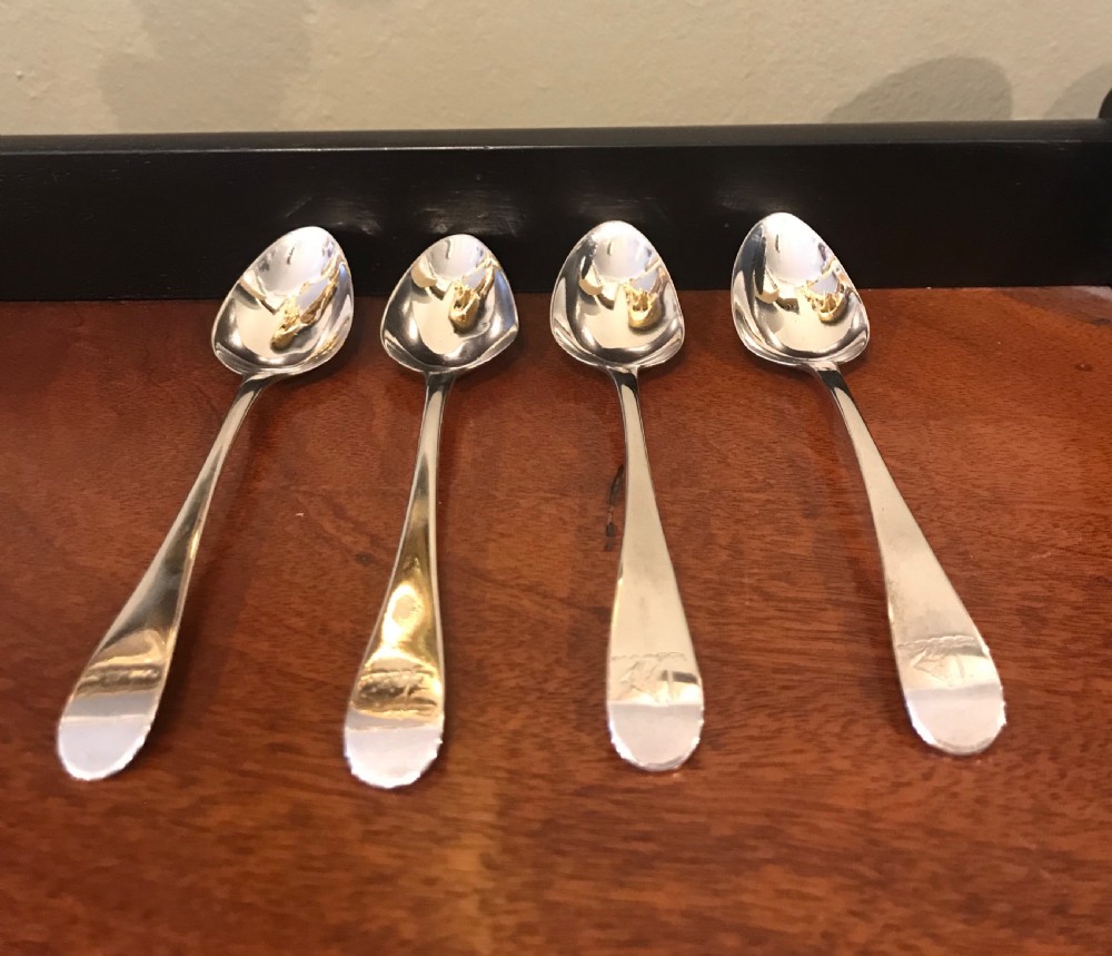Set of Four George III Newcastle Silver Spoons