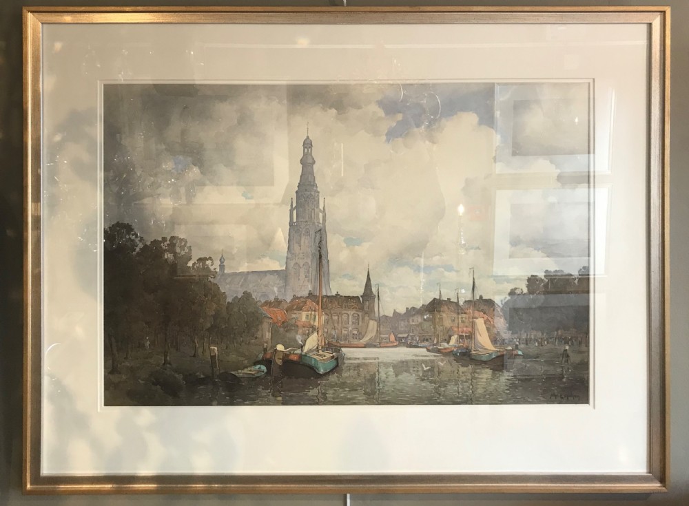 Large Watercolour of Breda, The Netherlands by John Ernest Aitken