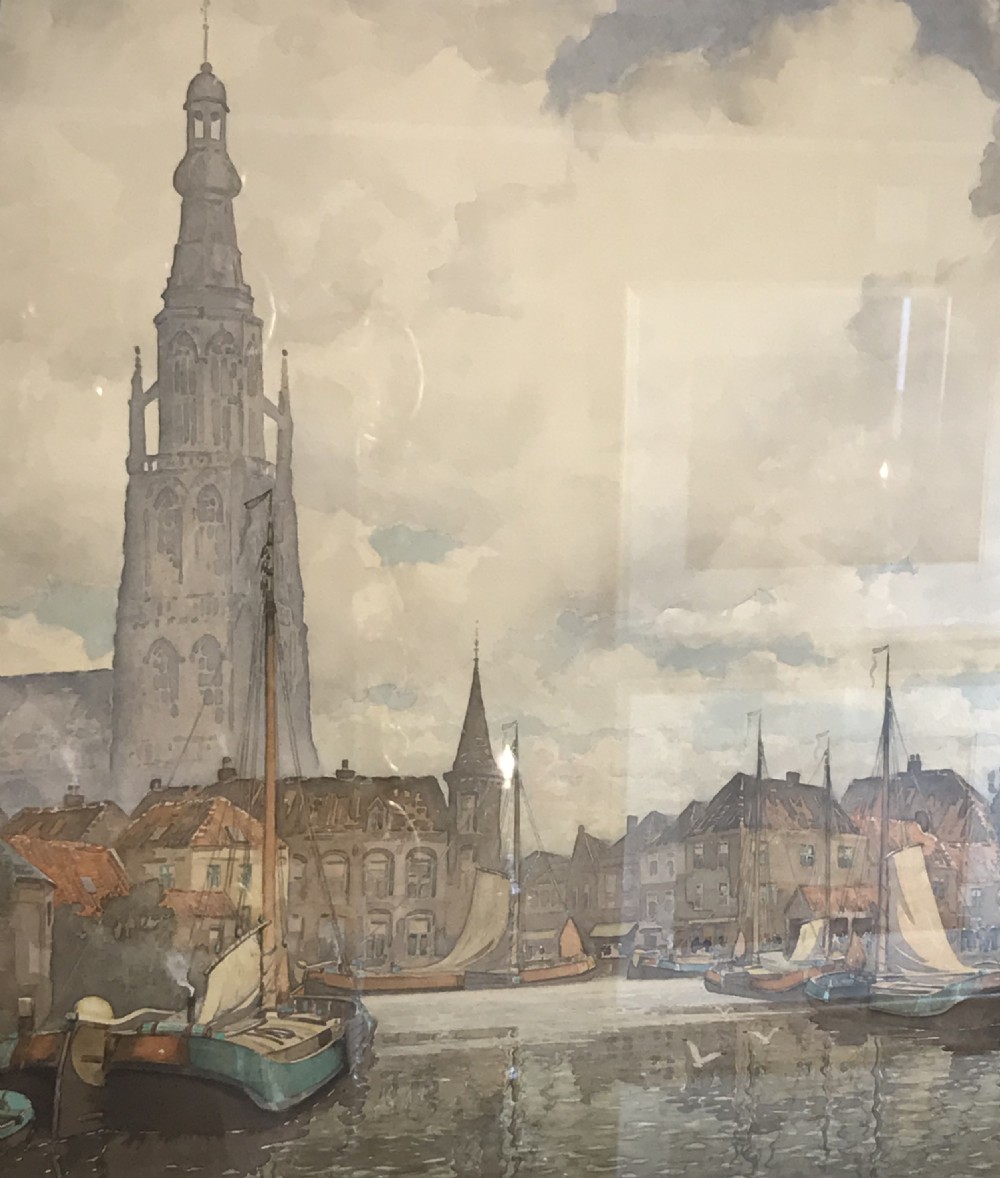 Large Watercolour of Breda, The Netherlands by John Ernest Aitken View III