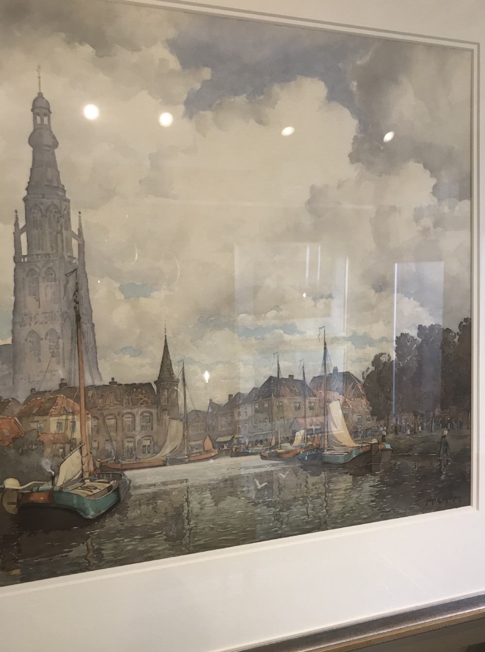 Large Watercolour of Breda, The Netherlands by John Ernest Aitken View IV