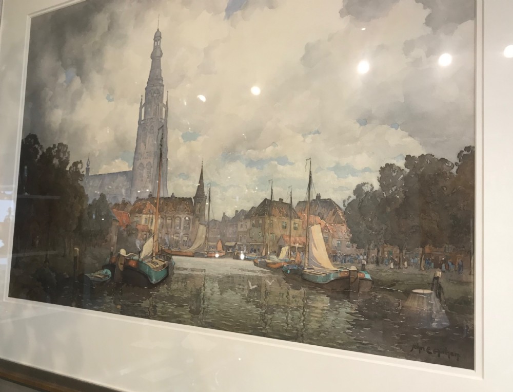 Large Watercolour of Breda, The Netherlands by John Ernest Aitken View V