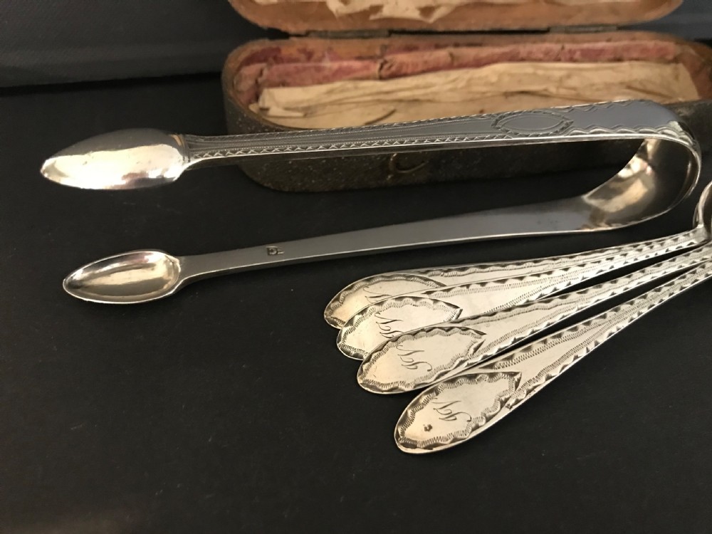Rare Set of Georgian Silver Tongs & Spoons, Edinburgh, c1790 View IV