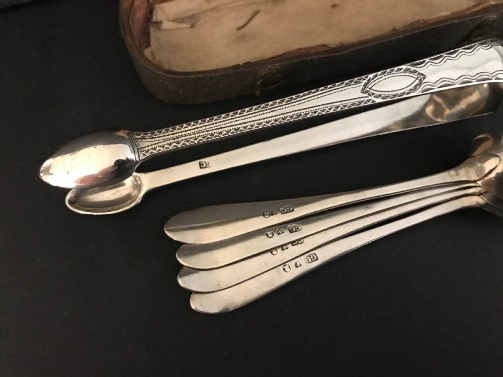 Rare Set of Georgian Silver Tongs & Spoons, Edinburgh, c1790 View V