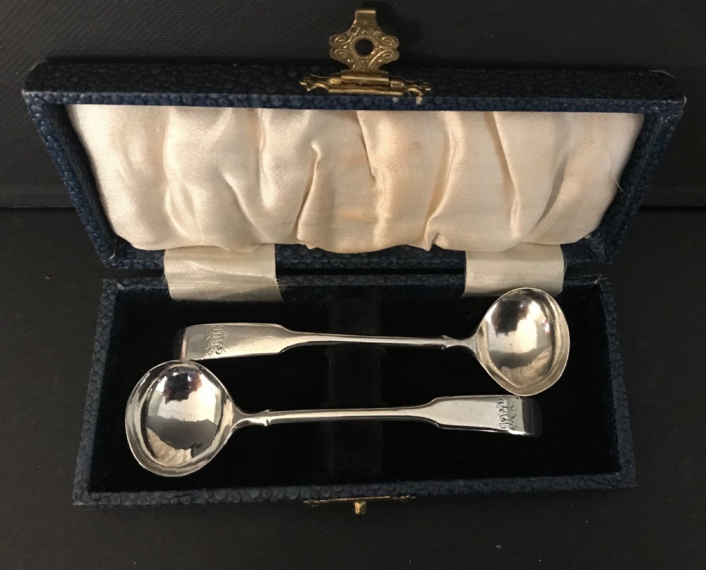 Pair George III Silver Salt Spoons, Birmingham   View II