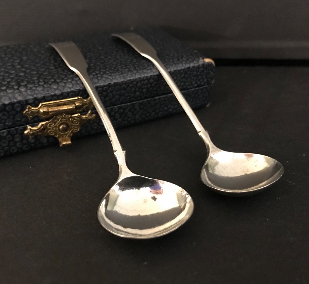 Pair George III Silver Salt Spoons, Birmingham   View III