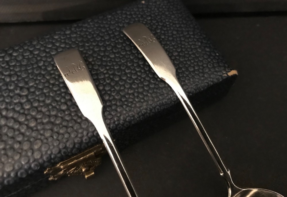 Pair George III Silver Salt Spoons, Birmingham   View IV