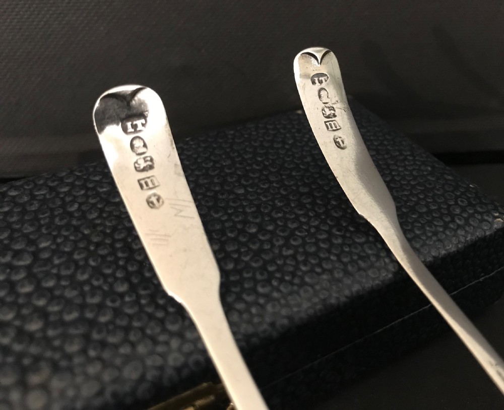 Pair George III Silver Salt Spoons, Birmingham   View V