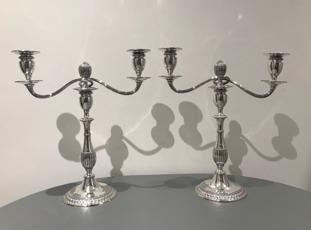 Stunning a Pair of George III Silver Candelabra by John Scofield, 1783
