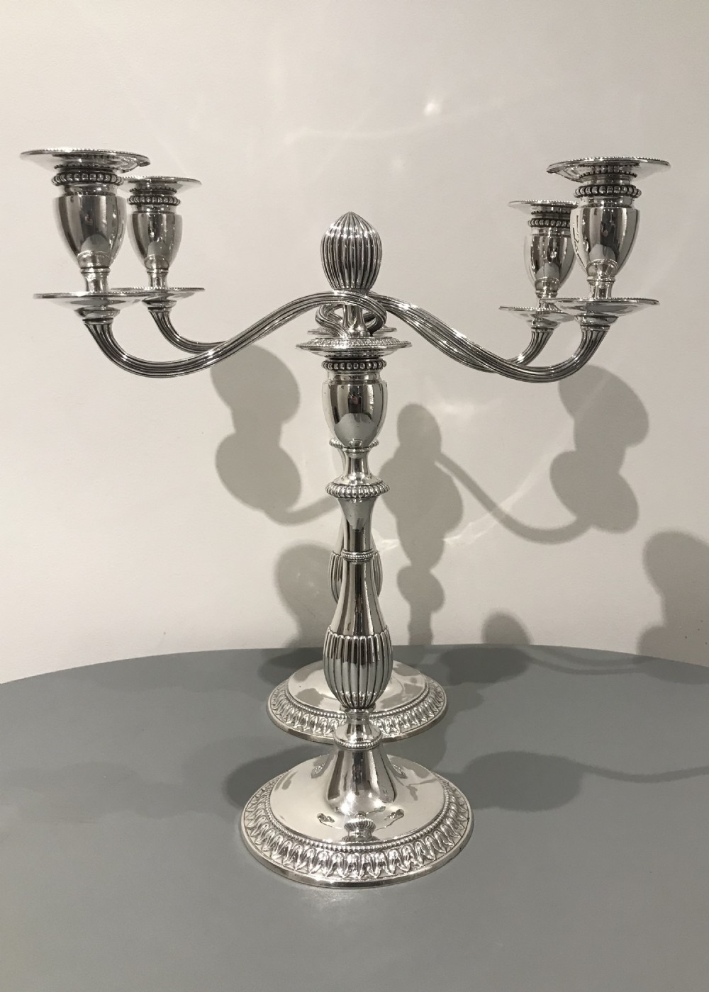 Stunning a Pair of George III Silver Candelabra by John Scofield, 1783 View VI