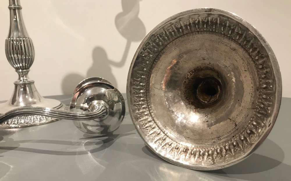 Stunning a Pair of George III Silver Candelabra by John Scofield, 1783 View XIV