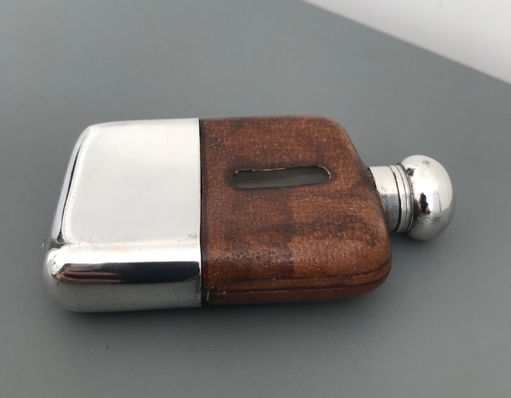 George V Silver Plate Hip Flask View III