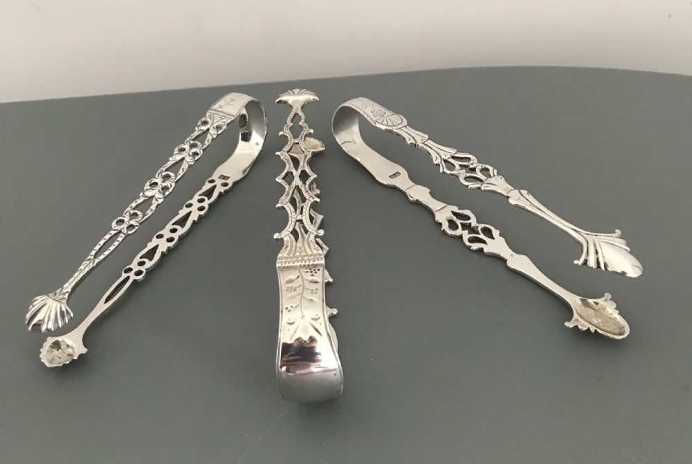 Three Georgian Cast Silver Sugar Tongs View VII