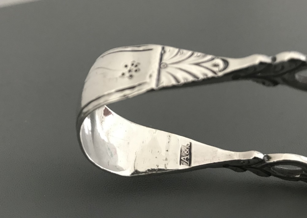 Super Rare Pair of Georgian Cast Silver Sugar Tongs View VII