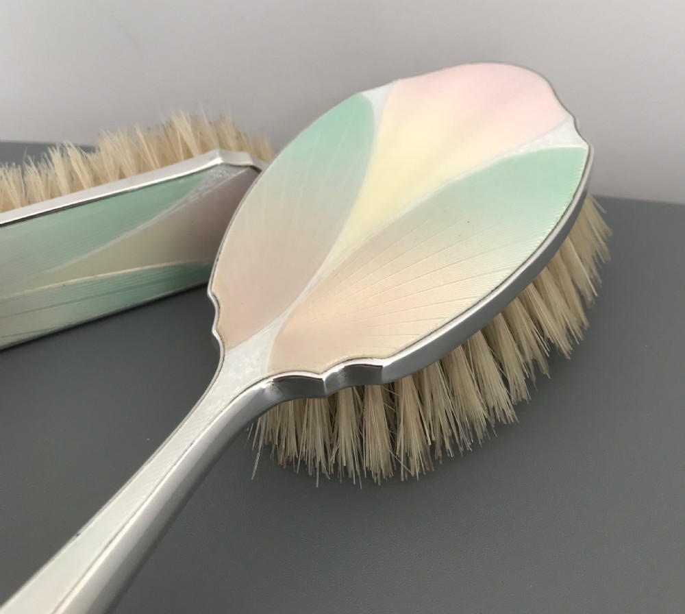 A good pair of George VI Silver and Enamel Brushes, 1937 View VI